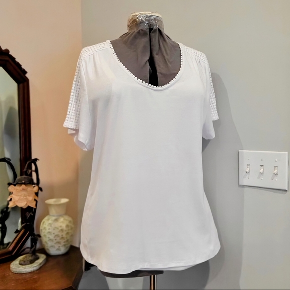 NWT 2X Rafaella White 100% Cotton Knit Top - Picture 6 of 13